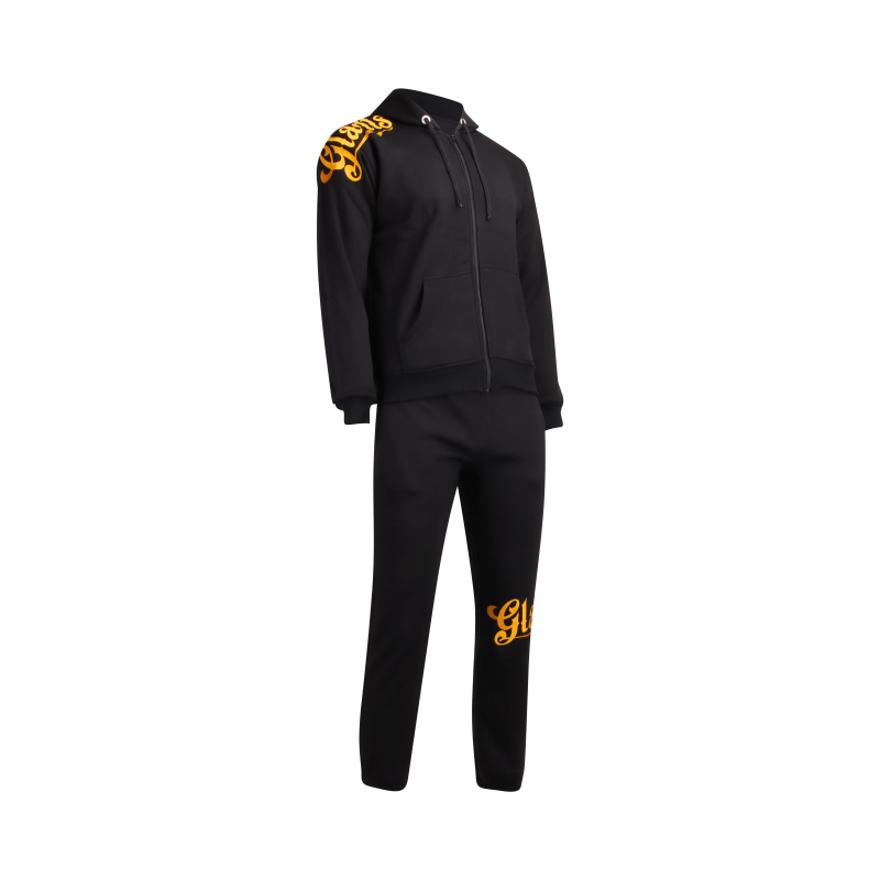 GLADTS tracksuit, black with gold embroidered logo