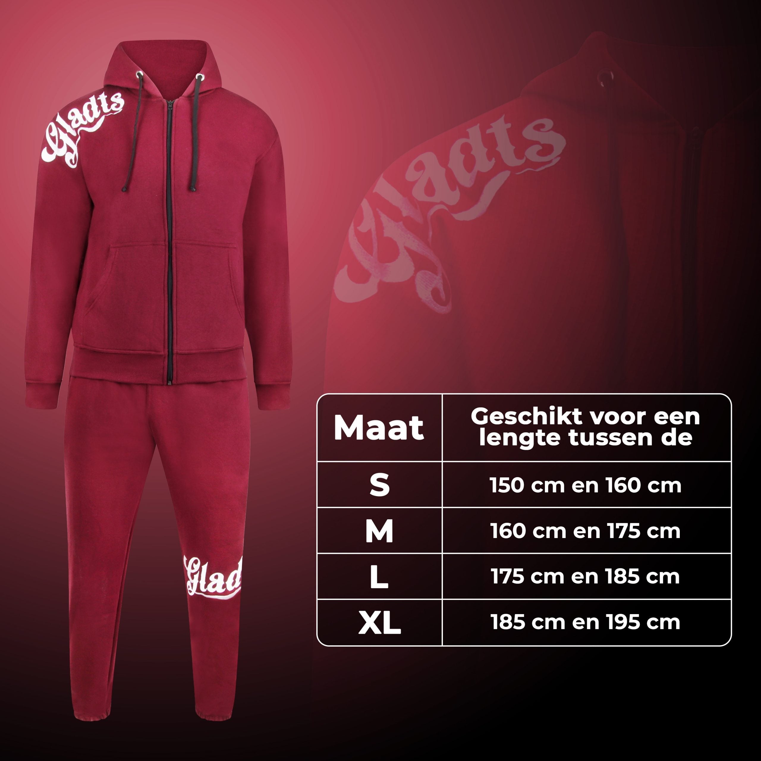 Gladts jogging suit Burgundy bordeaux red