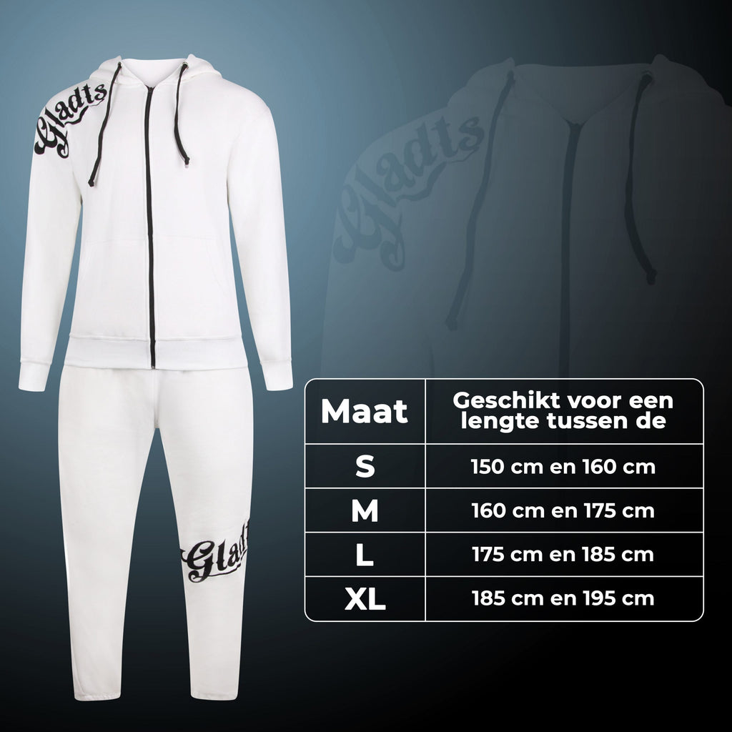 Gladts joggingspak wit met hoody
