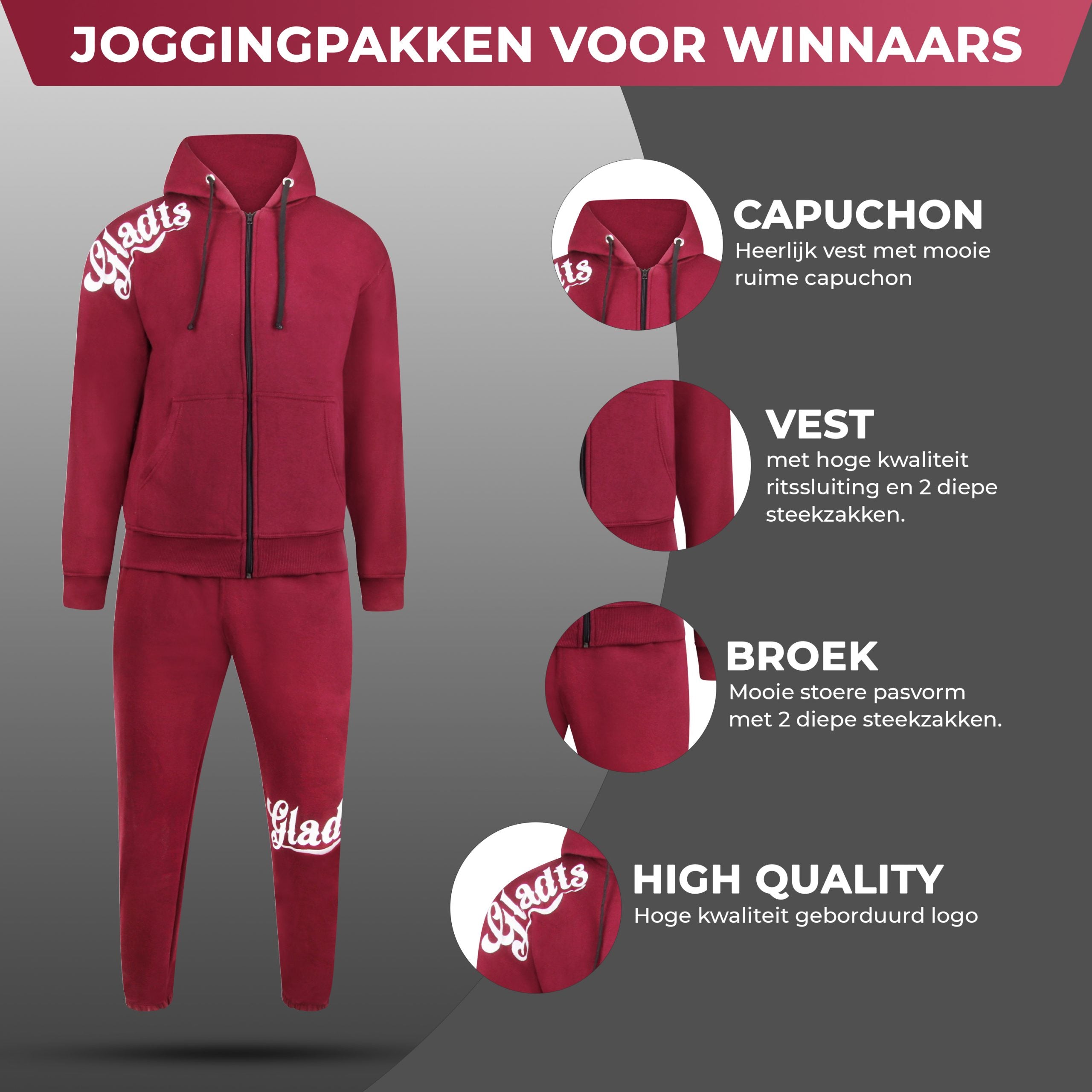 Gladts jogging suit Burgundy bordeaux red