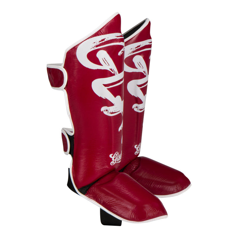 Shin Guards – Bordeaux Red / White