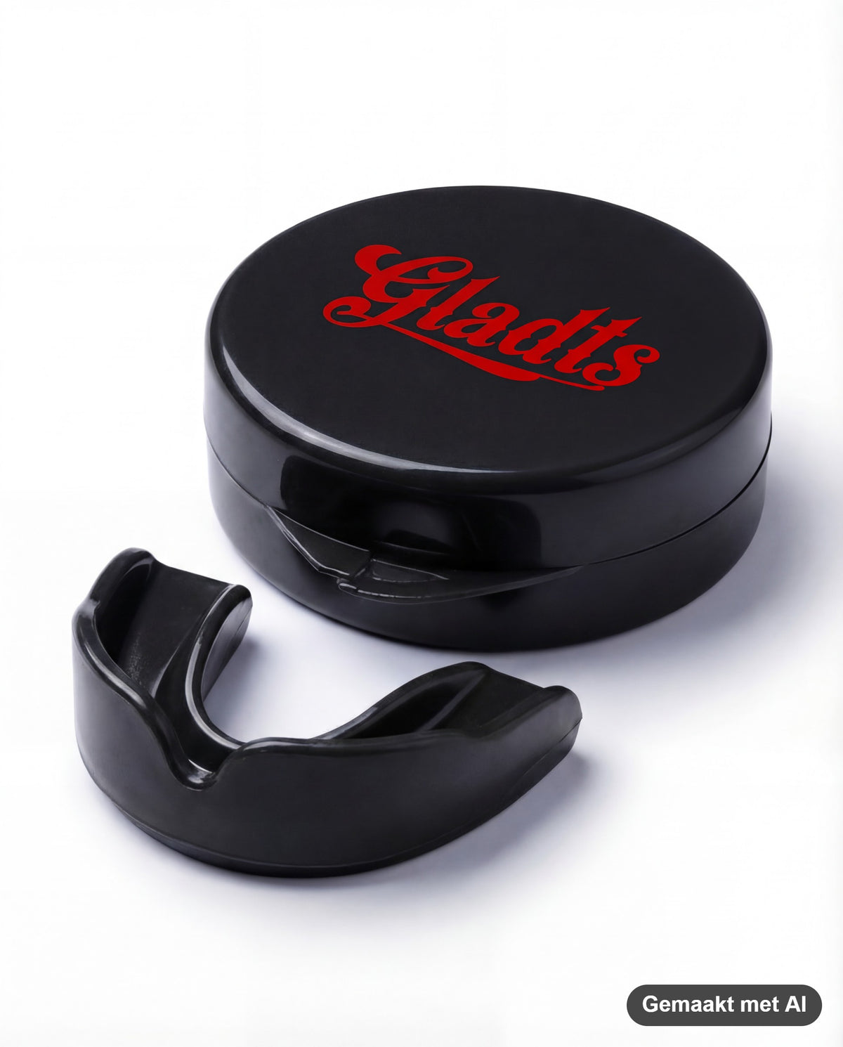 GLADTS mouthguard in black with storage case (AI-generated image)