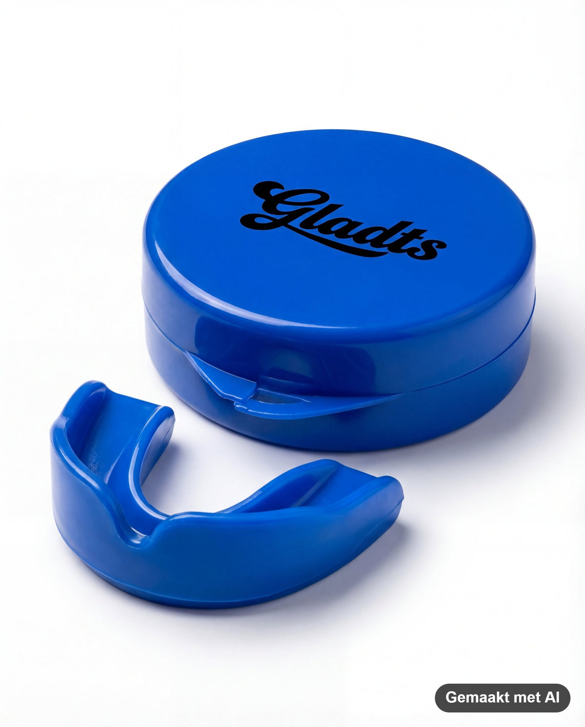 GLADTS mouthguard in blue with storage case (AI-generated image)