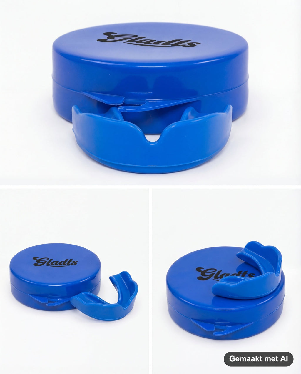 GLADTS mouthguard in blue with storage case (AI-generated image)