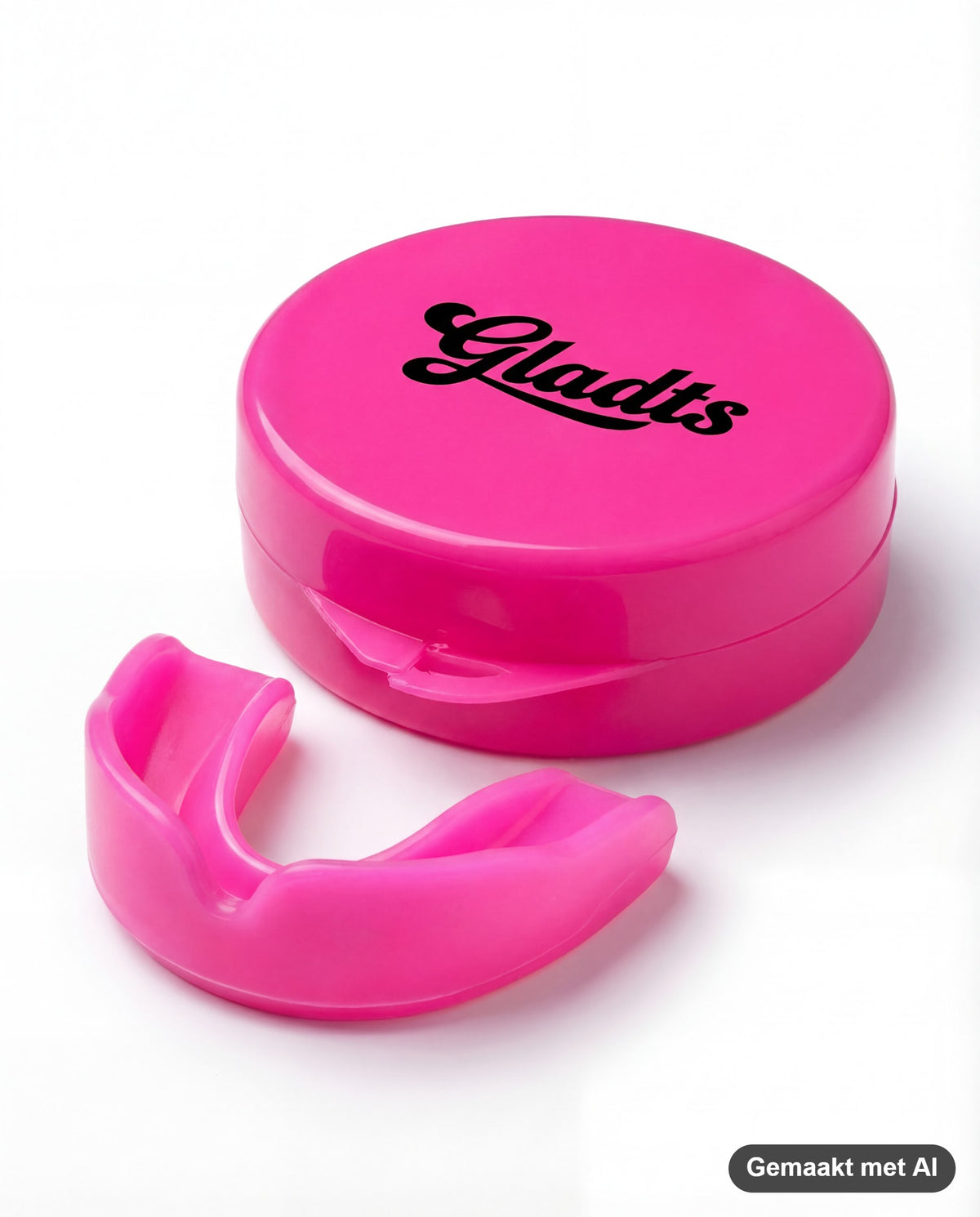 GLADTS mouthguard in pink with storage case (AI-generated image)
