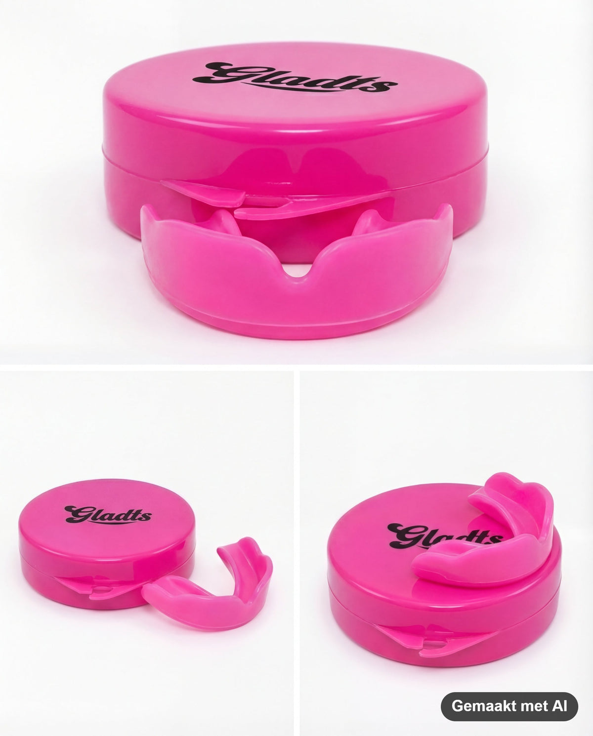 GLADTS mouthguard in pink with storage case (AI-generated image)