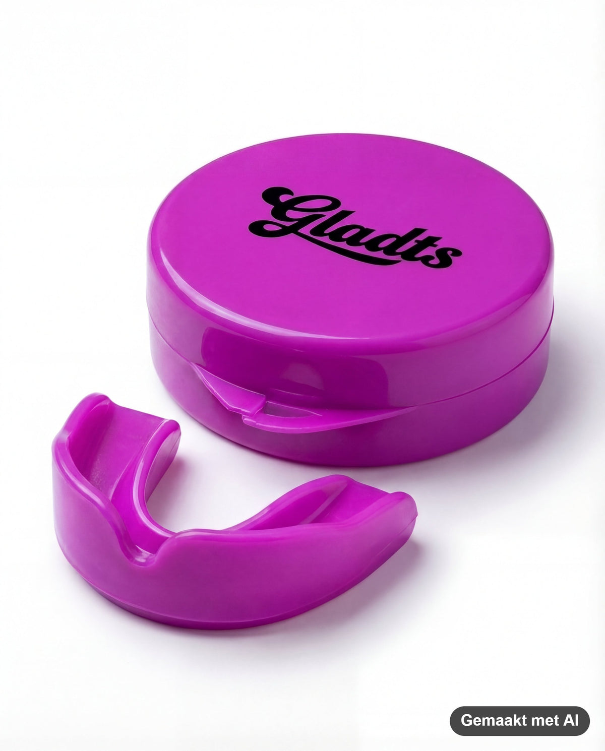 GLADTS mouthguard in purple with storage case (AI-generated image)