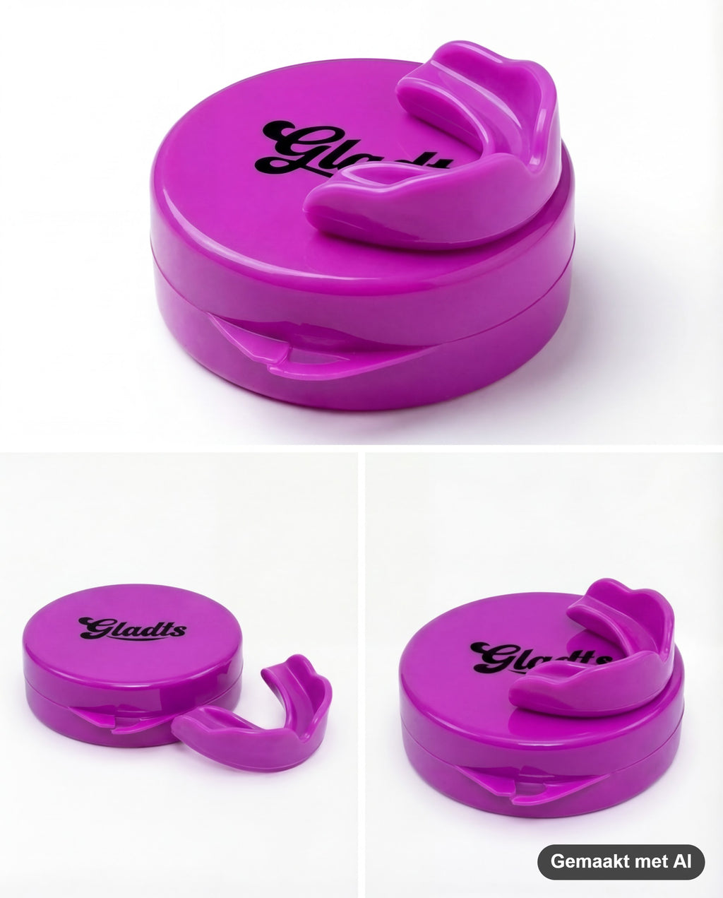 GLADTS mouthguard in purple with storage case (AI-generated image)