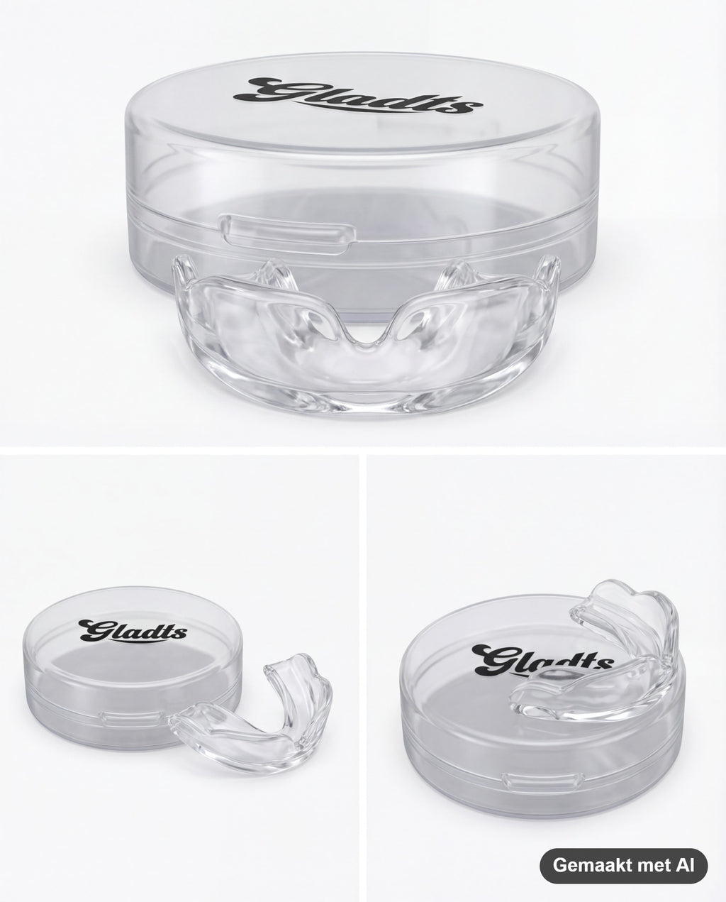 GLADTS mouthguard in clear with storage case (AI-generated image)