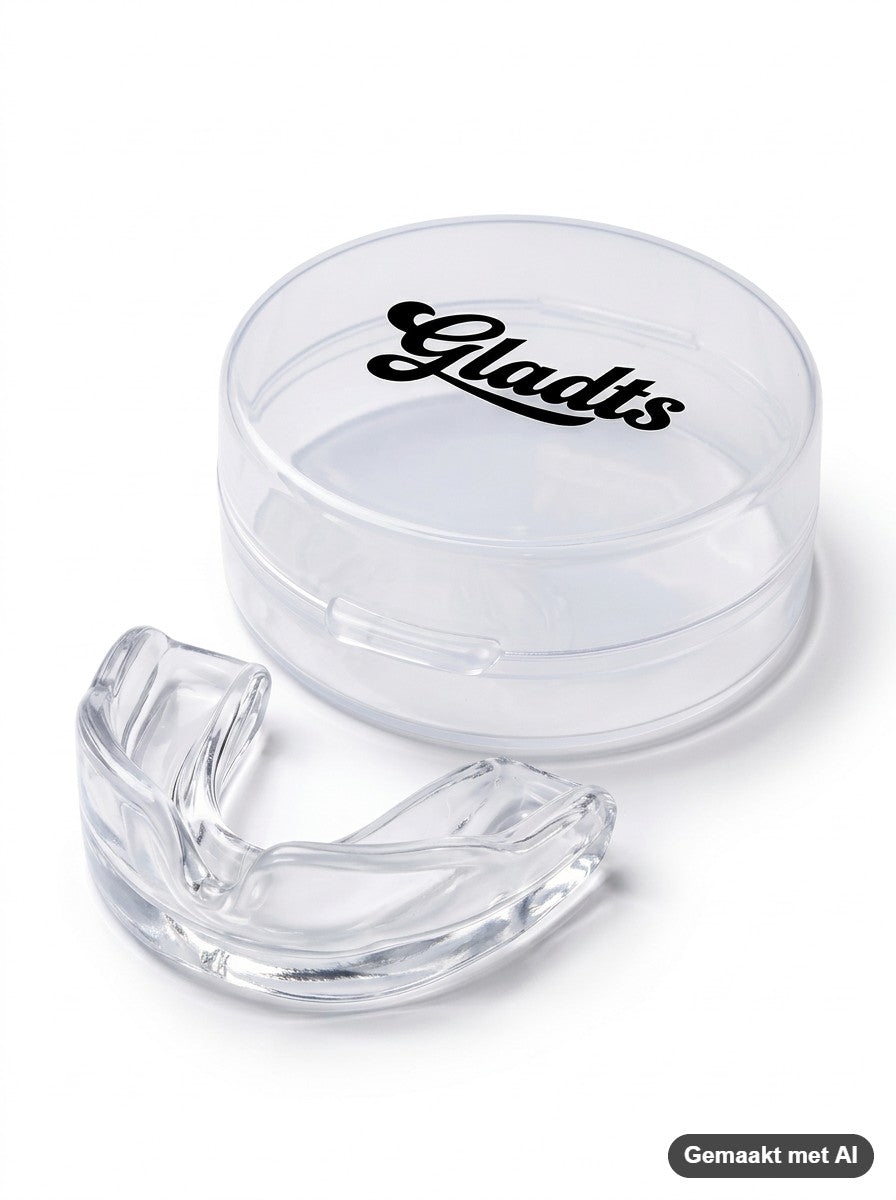 GLADTS mouthguard in clear with storage case (AI-generated image)