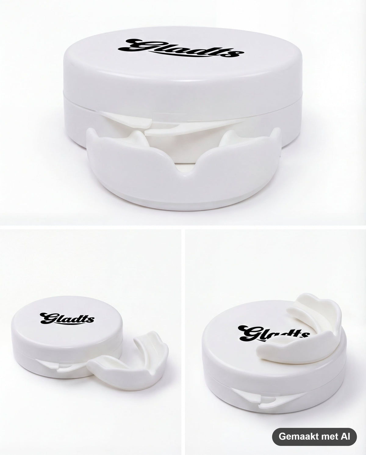 GLADTS mouthguard in white with storage case (AI-generated image)