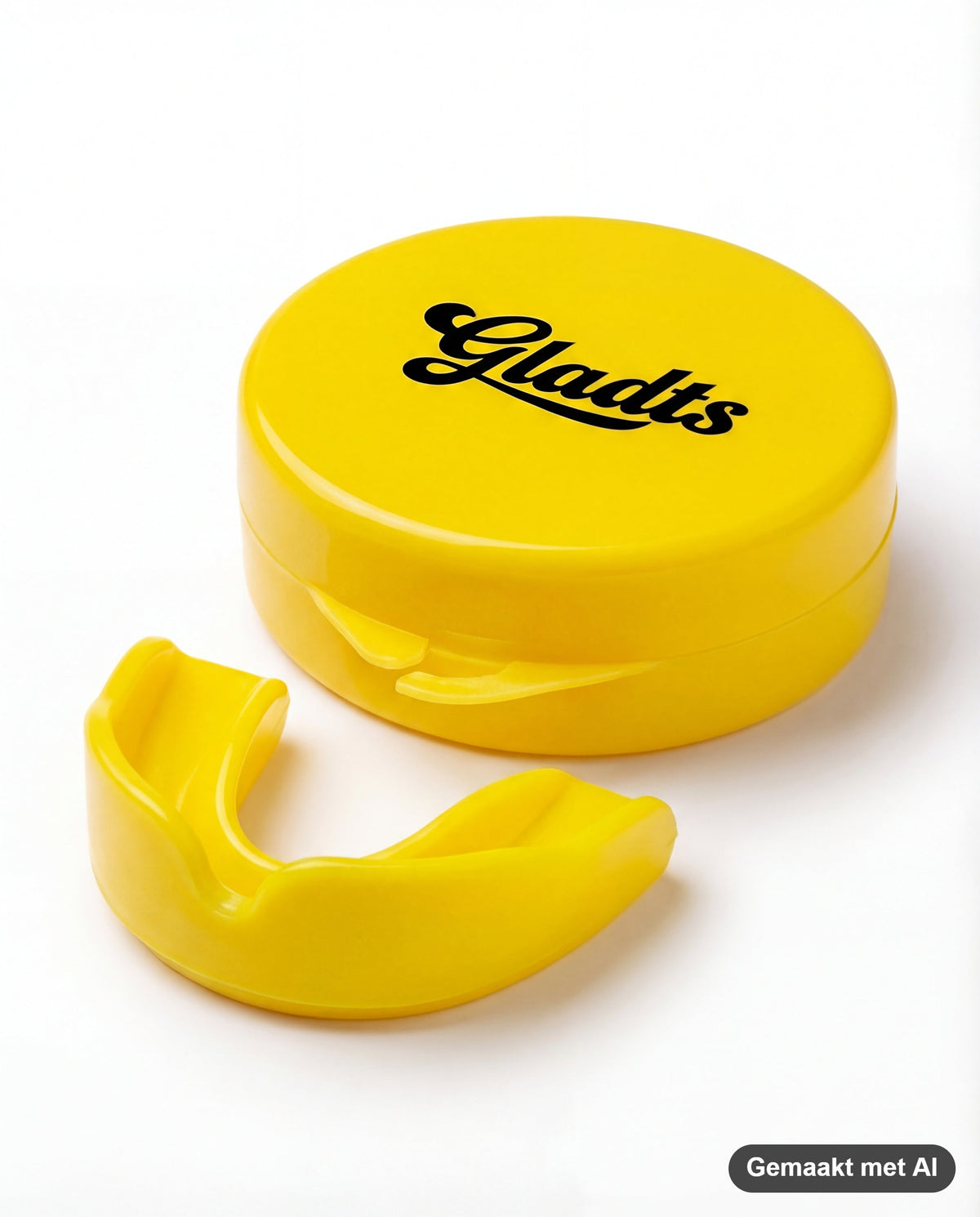 GLADTS mouthguard in yellow with storage case (AI-generated image)