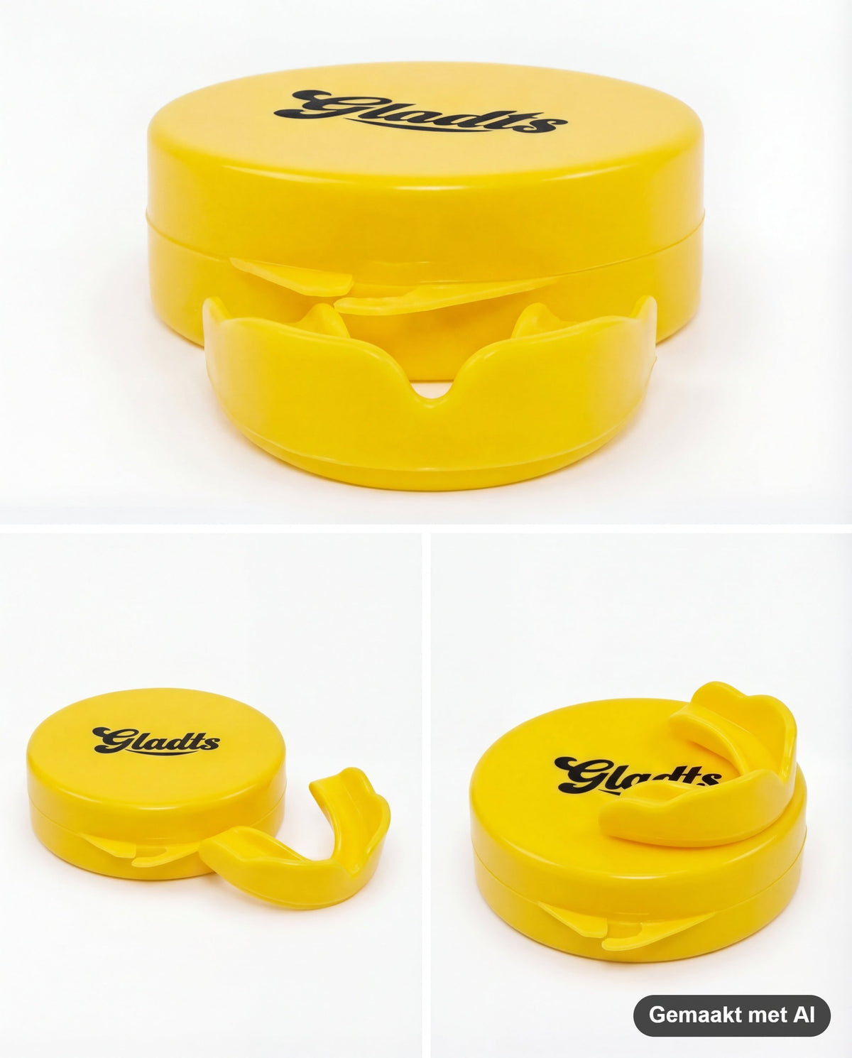 GLADTS mouthguard in yellow with storage case (AI-generated image)