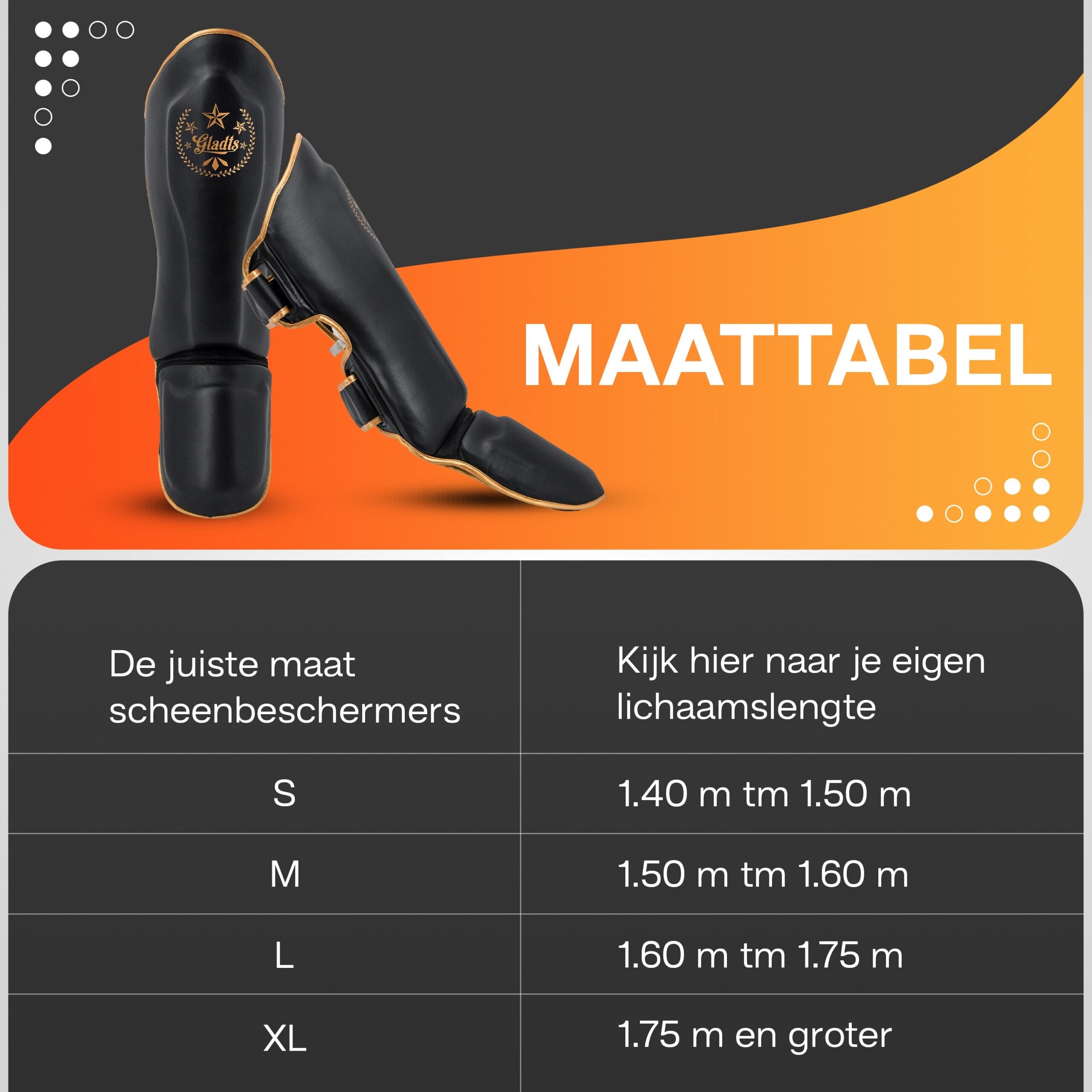 Gladts Gladiator Star Power Shin Guards Sizes M to XL