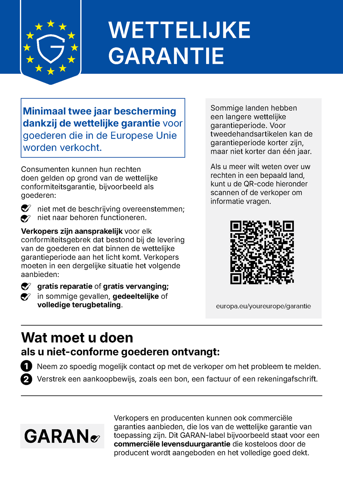 Officiële EU-mededeling over de wettelijke garantie