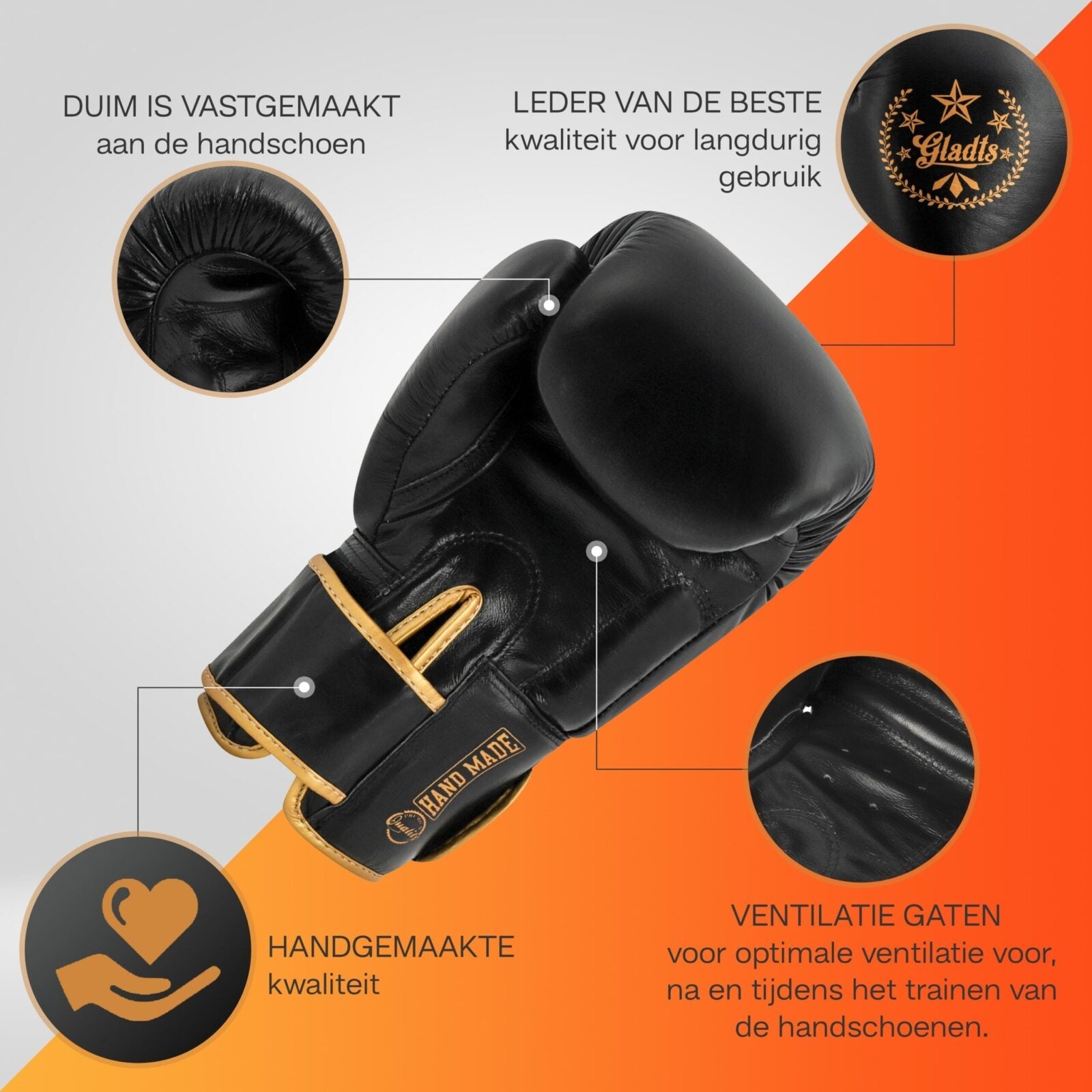 Gladts Gladiator Star Power Boxing Gloves – Premium Leather – Size 12 oz to 18 oz